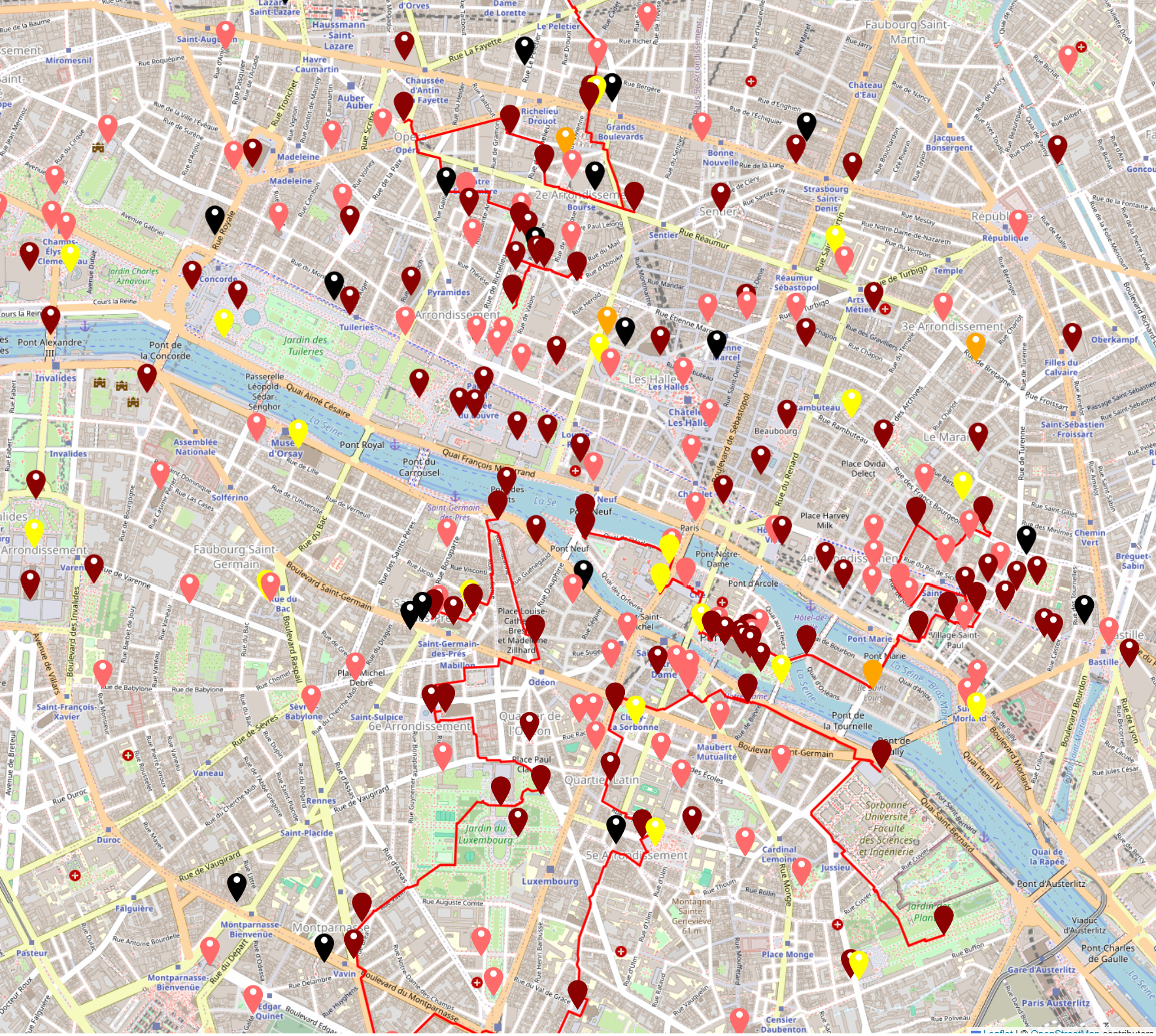 Paris Map with Points of Interest